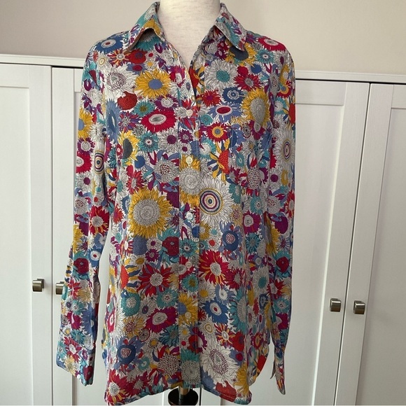 LIBERTY ART Fabrics of London Cotton Floral Print Shirt Button Front Size S/:P - Picture 2 of 15